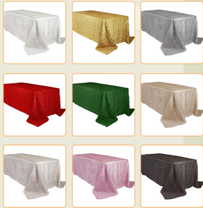 Nappe en taffetas froissé rectangulaire blanche pour tables rectangulaires de 6 pieds, nappe écrasée de mariage - Product Image 2