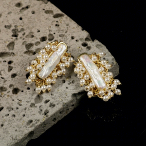 Pendientes de Zirconia Vintage con Forma de Grano de Arroz, Estilo Simple y Moderno - Product Image 1
