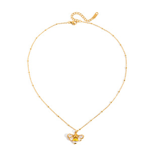 Stainless Steel <b>Bee</b> Pendant Necklace With Zircon Insect Design For Women <b>Gift</b> Jewelry - Product Image 5