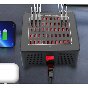 สถานีชาร์จ USB หลายพอร์ต 250W 50 ช่อง 5V2.4A ฮับชาร์จ USB อัจฉริยะแบบตั้งโต๊ะ พร้อมสวิตช์เปิด-ปิด สำหรับสมาร์ทโฟนและแท็บเล็ต - Product Image 5