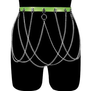 เข็มขัดหนังเทียมแบบเซ็กซี่ ดีไซน์ทันสมัย ประดับโซ่โลหะหลายชั้น เครื่องประดับร่างกาย สไตล์โกธิค สำหรับงานเรฟและคลับแวร์ - Product Image 6