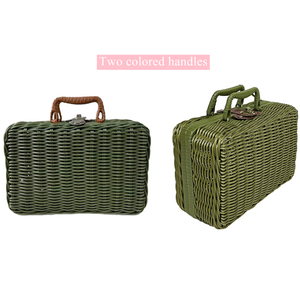 Đất Nước Phong Cách Hình Chữ Nhật Mây Dã Ngoại Giỏ Với Đôi Xử Lý Dễ Thương Thực Phẩm Ngoài Trời Lưu Trữ Hamper Cho Cắm Trại Và Những Buổi Dã Ngoại - Product Image 6