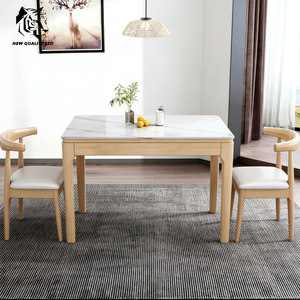 Fábrica de China ofrece precio de descuento, logotipo personalizado, MOQ bajo, envío inmediato, nueva mesa de comedor de madera a la moda. - Product Image 5