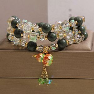 Multi-Gemstone Stone Beads for Women Multi-layered <b>Crystal</b> <b>Bracelet</b> with Incense Beads Women Three-Circle Gourd Pendant <b>Bracelet</b> - Product Image 4