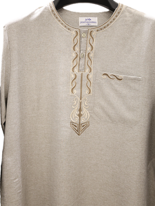 Traditional <b>Men's</b> <b>Thobe</b> Short Sleeve Embroidery Polyester Loose Fit Ankle Length Daily Wear Middle East Style Vintage Breathable - Product Image 4