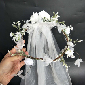 <span class=keywords><strong>Serre</strong></span>-<span class=keywords><strong>tête</strong></span> floral en gros, long <span class=keywords><strong>voile</strong></span> de mariée, couronne de demoiselle d'honneur, voiles de <span class=keywords><strong>mariage</strong></span> pour femmes - Product Image 5