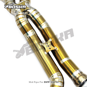Tubo de Escape de Longitud Igual Personalizado para BMW M3/M4 F80/F82 3.0T 2015-2019, Tubo Central Boska de Titanio Dorado con Resonador - Product Image 3