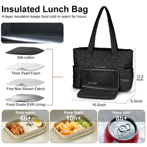 Work Laptop Tote <strong>Bags</strong> with Insulated Food Compartment, Lightweight Puffer Lunch Tote <strong>Bag</strong> for Business Office Teacher <strong>Nurse</strong> - Product Image 3