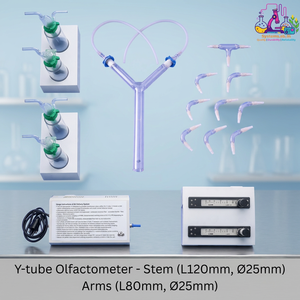 Olfactomètre en Y avec tige (120 mm 25 mm) et bras (80 mm 25 mm) en verre borosilicaté pour les études du comportement olfactif des insectes - Product Image 3