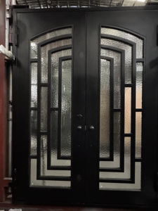 <span class=keywords><strong>Porte</strong></span> d'entrée en <span class=keywords><strong>fer</strong></span> <span class=keywords><strong>forgé</strong></span> avec verre pare-balles, style moderne français, prix d'usine - Product Image 3