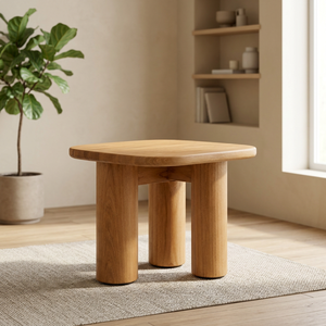 Solid Teak Scandinavian Modern <b>Square</b> Dining <b>Table</b> with Triple Cylindrical Pillar Base Durable Eco-Friendly & Waterproof - Product Image 3