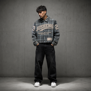 Custom Oversized Streetwear High Quality Vintage Washed Cotton Long Sleeve Men's T-<strong>Shirt</strong> Rhinestone <strong>Flannel</strong> <strong>Shirts</strong> - Product Image 2