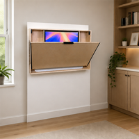 Bureau pliant mural en bois avec rangement, poste de travail informatique pour bureau à domicile