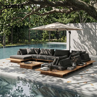 Ensemble de meubles d'extérieur de jardin en bois massif personnalisés de luxe canapé en teck au bord de la piscine pour villa, cour et hôtel