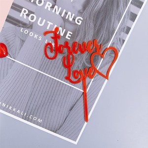 ท็อปเปอร์เค้กอะคริลิค รูปหัวใจสีแดง ประดับด้วยน้ำผึ้งและความหวาน สำหรับตกแต่งเค้กในงานแต่งงาน วันวาเลนไทน์ หรือวันเกิด - Product Image 5