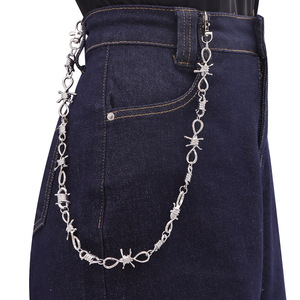 โซ่คาดเอว ดีไซน์แบบมีหนาม เงินทิเบต ชั้นเดียว เครื่องประดับแฟชั่นฮิปฮอป สวมใส่ได้ทุกวัน - Product Image 1