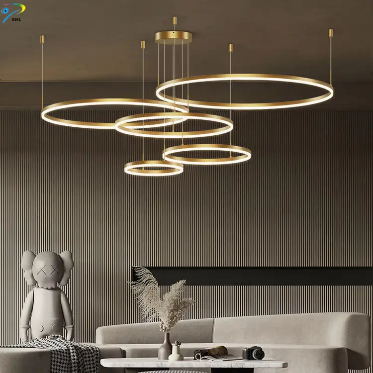 Minimalist Modern Home Decor Acrylic Round Hanging Lamp Led Circle Ring Pendant Light