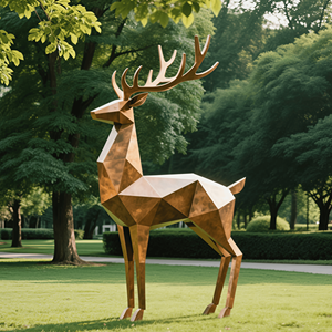 تمثال غزال برونزي مصبوب حديث بحجم طبيعي مخصص لتزيين الحدائق الخارجية - Product Image 2