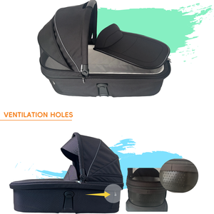 Nouveau-né, <span class=keywords><strong>nacelle</strong></span>, porte-bébé, berceau, siège de poussette, capacité de charge de 20 kg, cadre en alliage d'aluminium et polyester, noir gris, pliable - Product Image 3