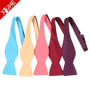 Neckwear Colorful Plain Party Bowties For Men Satin Polyester Cheap Self Tie Bow Ties