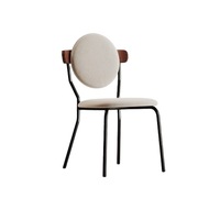 Chaise à dossier rond, siège en tissu noir avec barre en bois, structure tubulaire en métal, fourniture de mobilier pour hôtels, restaurants, cafés et bars