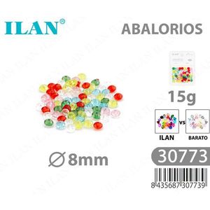 ลูกปัดอะบาโลเรียส 8 มม. หลากสี 15 กรัม ทรงเหลี่ยม สำหรับทำเครื่องประดับ - Product Image 1