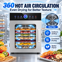 RVS Voedseldehydrator met digitale touchscreen-bediening voor het drogen van fruit, vlees, groenten en huisdierensnacks