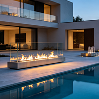 Cheminée extérieure au bioéthanol, imperméable, pour la décoration au bord de la piscine, foyer 1200/1800-2000 mm, flamme réelle pour villa, hôtel