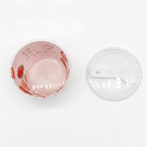 Gobelet en plastique personnalisé de 7,5 oz, 10 oz, <span class=keywords><strong>12</strong></span> oz, 16 oz pour crème glacée, yaourt glacé, pouding, avec couvercles plats anti-fuite et insert - Product Image 5