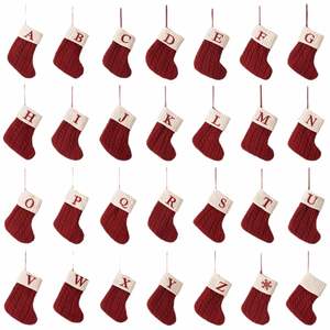 Medias Navideñas con Diseño de Copos de Nieve y Letras, Adornos Creativos para Árboles de Navidad y Decoraciones Festivas de Calcetines Tejidos con Alfabeto - Product Image 5