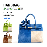 Maßgefertigte Damenhandtasche mit Seidenschal-Schleife, Drehverschluss und Obergriff, BSCI Umweltfreundlich, OEM ODM Individuelles Logo, Damen-Tragetasche