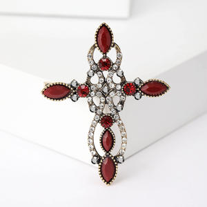 Broche de Espada Cruzada con Incrustaciones de Diamantes de Imitación, Chapado en Oro Antiguo, con Perlas Simuladas, para Bodas, Compromisos y Fiestas de Lujo - Product Image 6