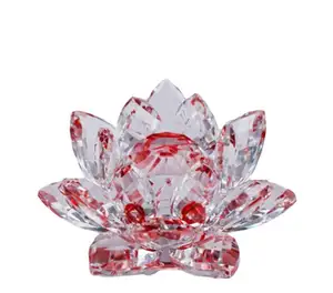 Modèle de fleur de lotus en verre cristal K9 de haute qualité pour cadeaux de décoration de maison, vente en gros