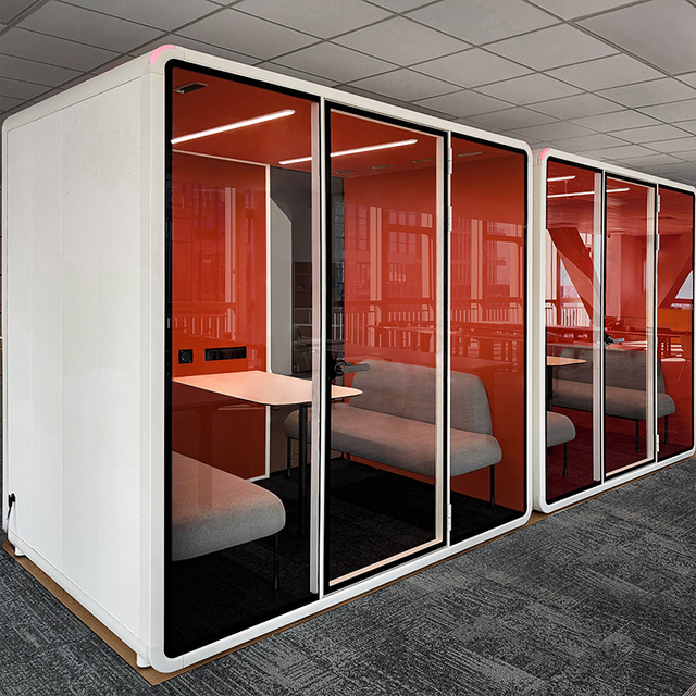 Acoustic Studio Privacy Pod Movable Co-working Office Pod Custom 4-Person Silent Meeting Booth for Business Office Building