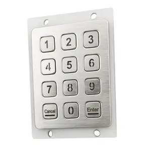 OEM/ODM factory supply IP68 waterproof bezel numeric metal keypad with 12 key numbers