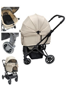 รถเข็นเด็กขนาดใหญ่สำหรับสุนัขและแมวหนึ่งตัวรถเข็นอลูมิเนียมทนทานและพับด้วยมือเดียว - Product Image 6