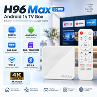 Boîtier TV Android 14 RK3518 H96 Max 3518B Lecteur de streaming 4K 2 Go 16 Go WiFi 6 BT5.4 USB3.0 Fabricant OEM ODM