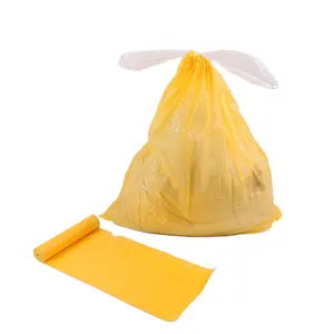 Bolsas de basura desechables biodegradables, bolsas de basura con cordón, embalaje con asa