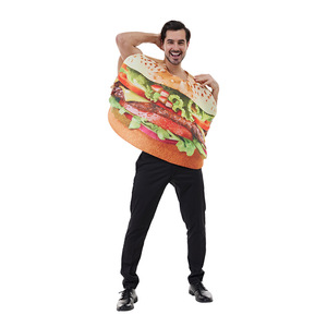 Hamburger Costume Men Adult Food Cosplay Party Outfit Polyester Fiber Custom Size - Product Image 2