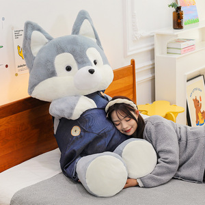 2026 nuevo súper suave vaquero <span class=keywords><strong>Husky</strong></span> perro de peluche lindo bosque Animal gran Lobo muñeca bordado poliéster edredón PP algodón - Product Image 3