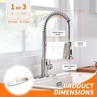 Robinet de cuisine intelligent à poignée unique, design moderne, sans contact, en acier inoxydable, avec valve en céramique, à monter sur plan, monotrou, avec lumière LED extractible