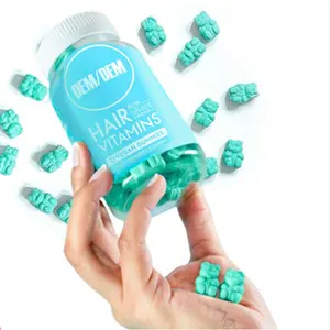 Biotina con colágeno y vitamina Gummy Bear para mejorar el crecimiento de la piel y las uñas, Etiqueta Privada