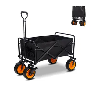 Açık 4 tekerlekler yardımcı bahçe arabası vagon kamp spor alışveriş kamp için katlanır sepet katlanabilir vagon