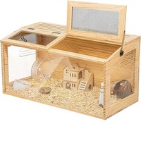 Vente en gros - Cage à hamster en bois de 32 pouces, grande, anti-mastication, habitat avec double accès par le haut, ventilée, 270 °   Cage panoramique en acrylique pour hamster