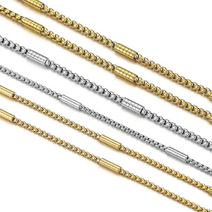 Chaîne ronde en acier inoxydable plaqué or 18 carats PVD avec espaceur tubulaire |   Vendu au mètre pour la fabrication de colliers et de bracelets - Product Image 5