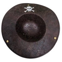 Chapeau de capitaine pirate marron à large bord, chapeau tricorne avec imprimé crâne pour costume d'Halloween