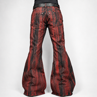 DiZNEW Jeans Premium Homme en Denim Épais Effet Vieilli, Coupe Évasée, Détail Rouge, Lavage Ombré, Logo Personnalisé, Fabrication Usine