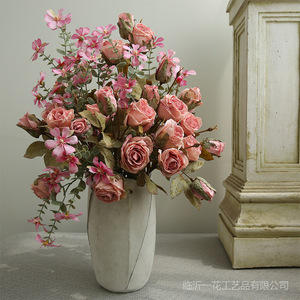 Bouquet de roses artificielles Yihua Floral Art, fleurs en soie, style rétro européen, décoration intérieure, accessoires de mariage - Product Image 2