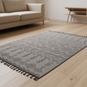 Tapis géométrique Guros 4x6 rectangulaire, intérieur/extérieur, tissage plat en coton, style traditionnel, imperméable - Product Image 2