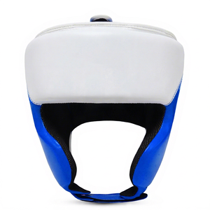 Protector de Cabeza de Boxeo Azul y Blanco al por Mayor, Protector Facial Abierto para Sparring, Muay Thai, Kickboxing, Equipo de Protección, OEM, ODM, Logotipo Personalizado - Product Image 1